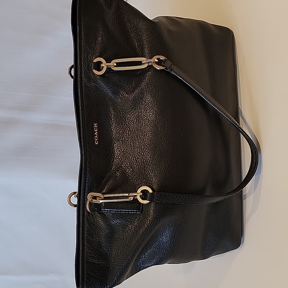 Coach Pebbled Leather Shoulder Bag Color: Black